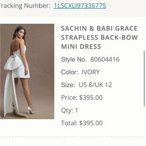SACHIN & BABI GRACE STRAPLESS BACK-BOW
MINI DRESS